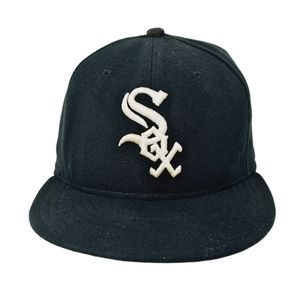 Vintage New Era Cool Base MLB Chicago White Sox‎ Black Fitted Hat Made USA 7 1/4